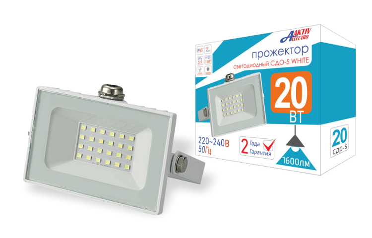 Прожектор светодиодный СДО-5 20Вт 6500К IP65 белый