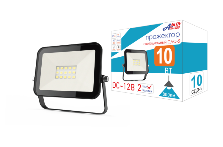 Прожектор светодиодный СДО-5 10Вт 12В 6500К IP65