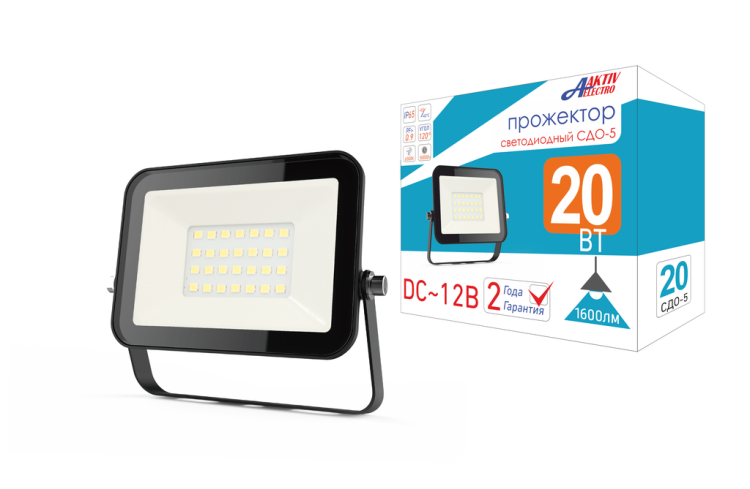 Прожектор светодиодный СДО-5 20Вт 12В 6500К IP65