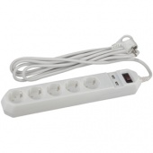 USF-5es-1.5m-USB-W Сетевой фильтр ЭРА (белый) с заземл, 3x0,75мм2, с выкл, 5гн+2USB, 1.5м - купить в Челябинске