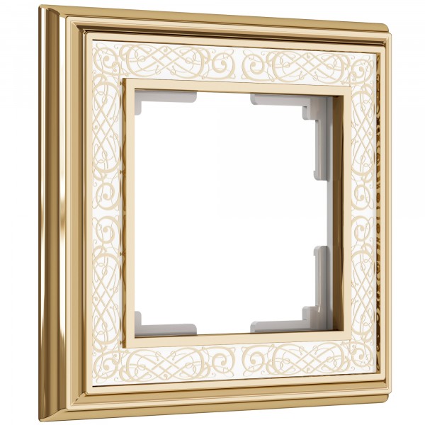 Рамка на 1 пост WL77-Frame-01 Palacio Gracia (золото/белый) - купить в Челябинске